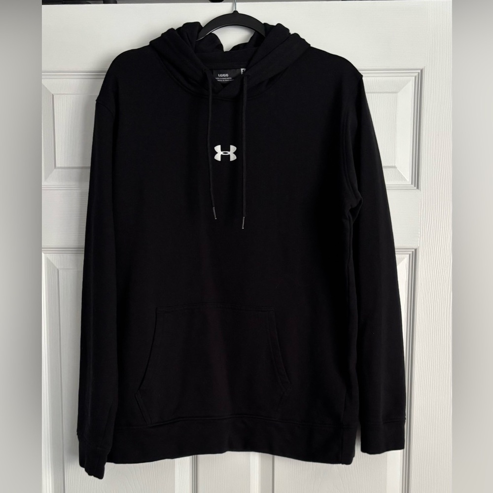 Men's Black Fleece Drawstring Hoodie & Kangaroo Pocket, L